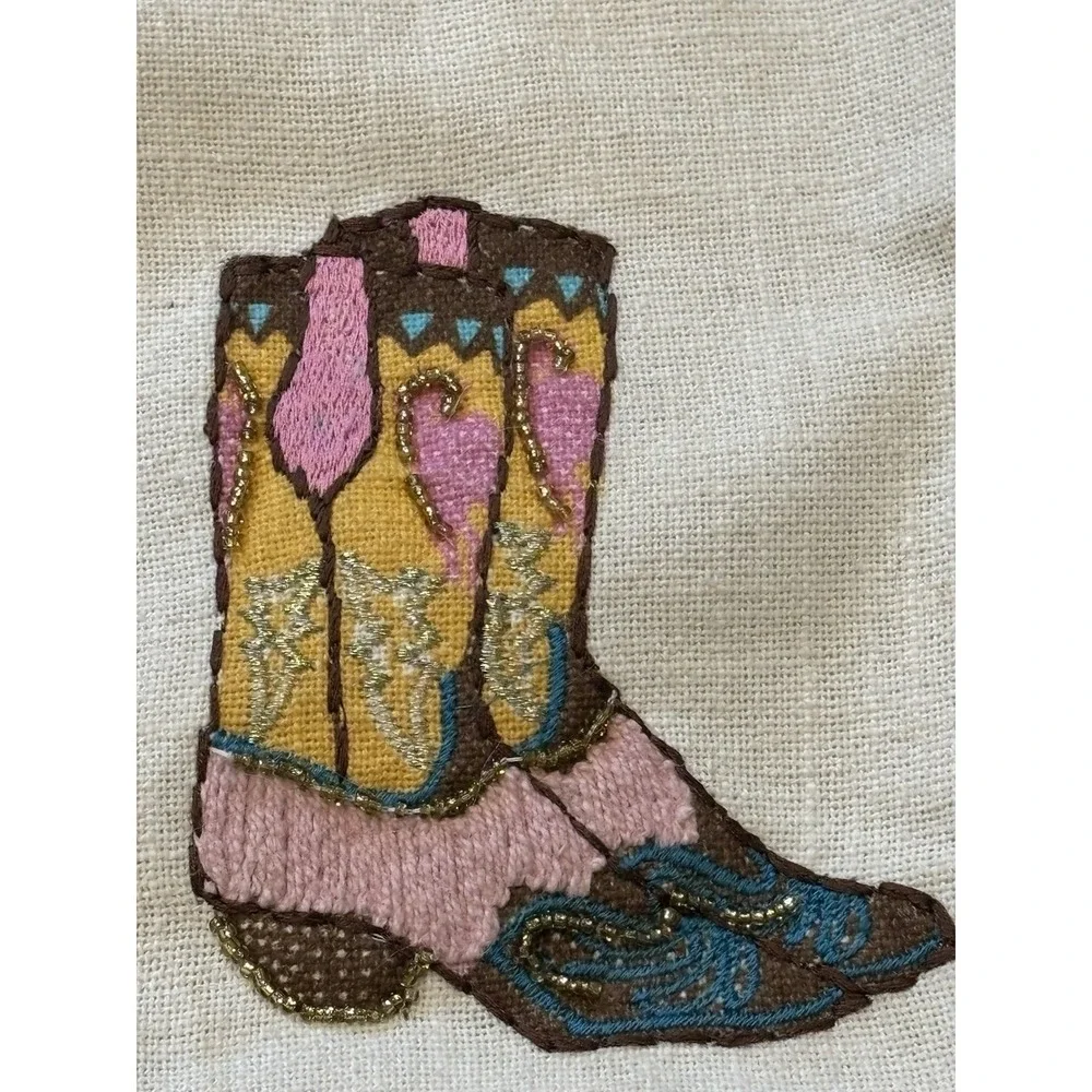 Western Pillow Covers 18x18 19X19 Cowgirl Boot Pillow Cases Beaded Embroidered‎